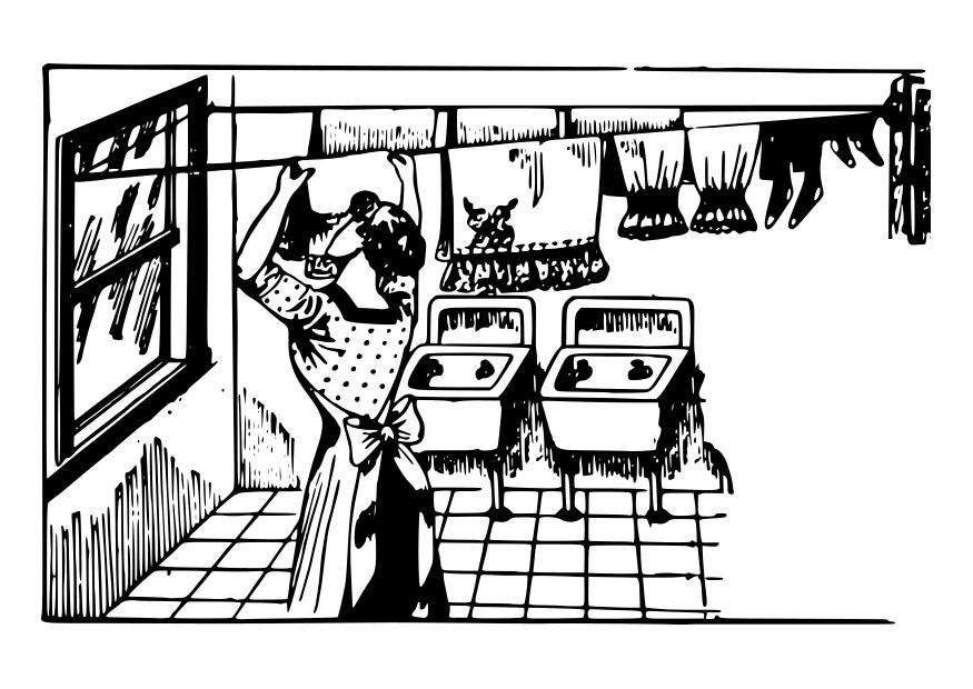 suspendre le linge Coloriage suspendre le linge
