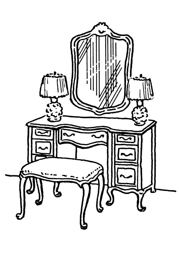table de toilette Coloriage table de toilette