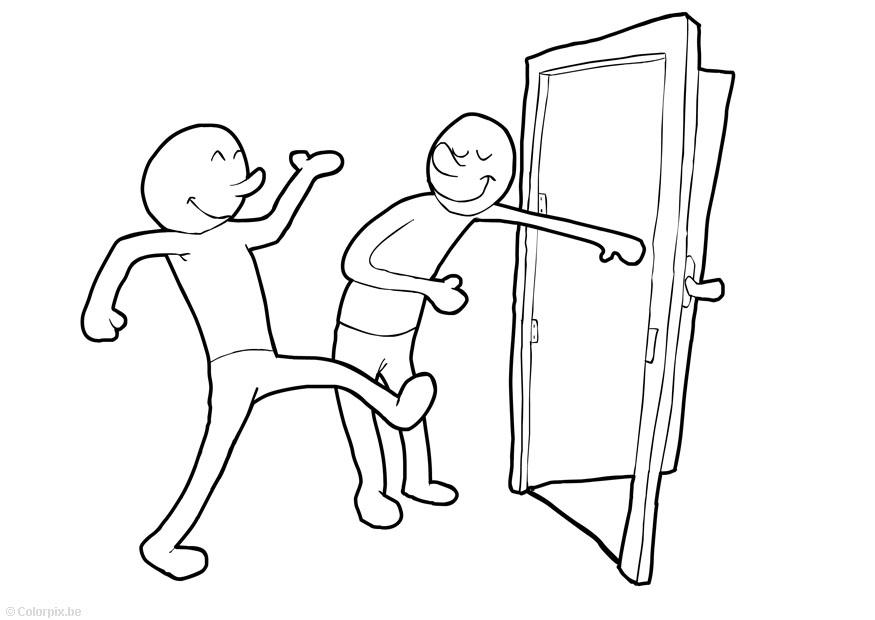 tenir la porte ouverte Coloriage tenir la porte ouverte