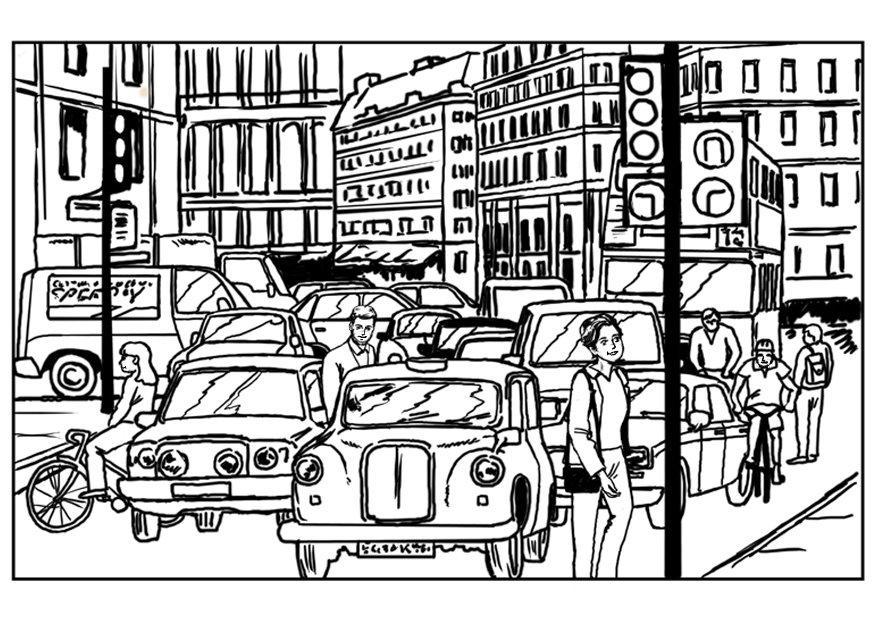 traffic dans la ville Coloriage traffic dans la ville