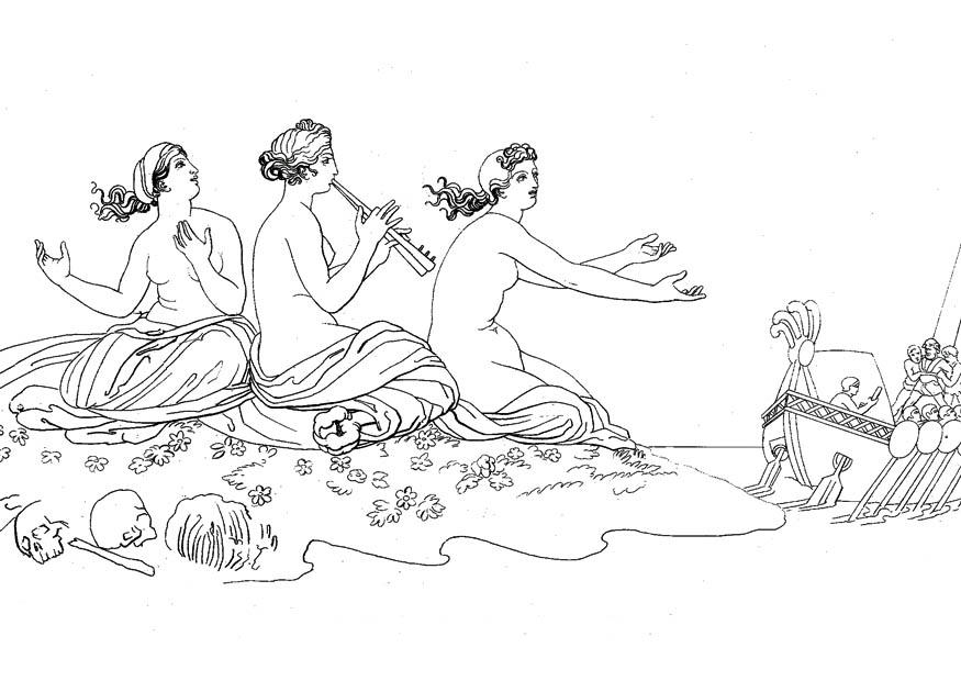 Coloriage ulysse - les sirA¨nes