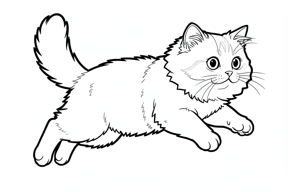 un chat persan qui saute Coloriage un chat persan qui saute