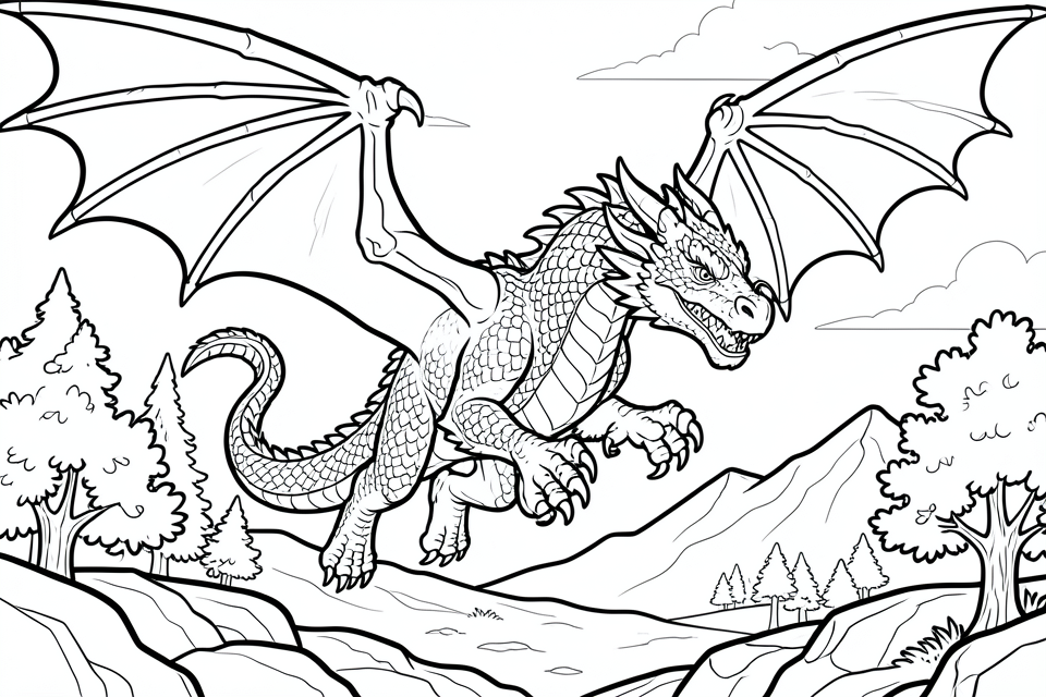 un dragon volant Coloriage un dragon volant