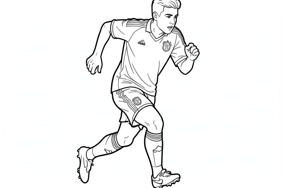un footballeur en course Coloriage un footballeur en course