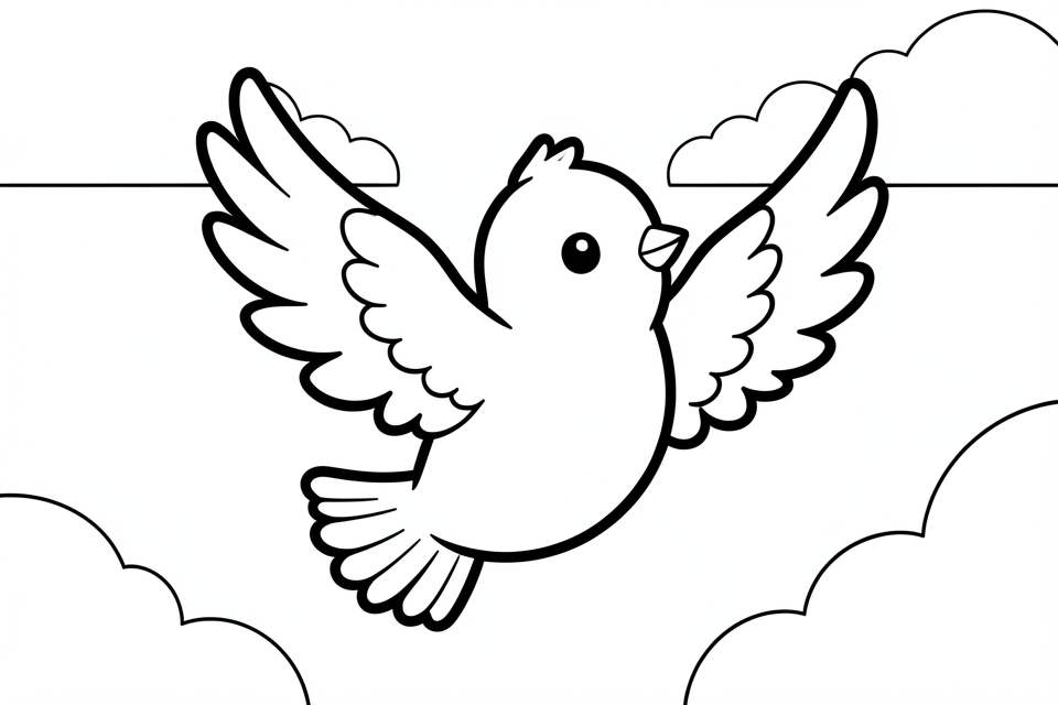 Coloriage un petit oiseau dans l'air