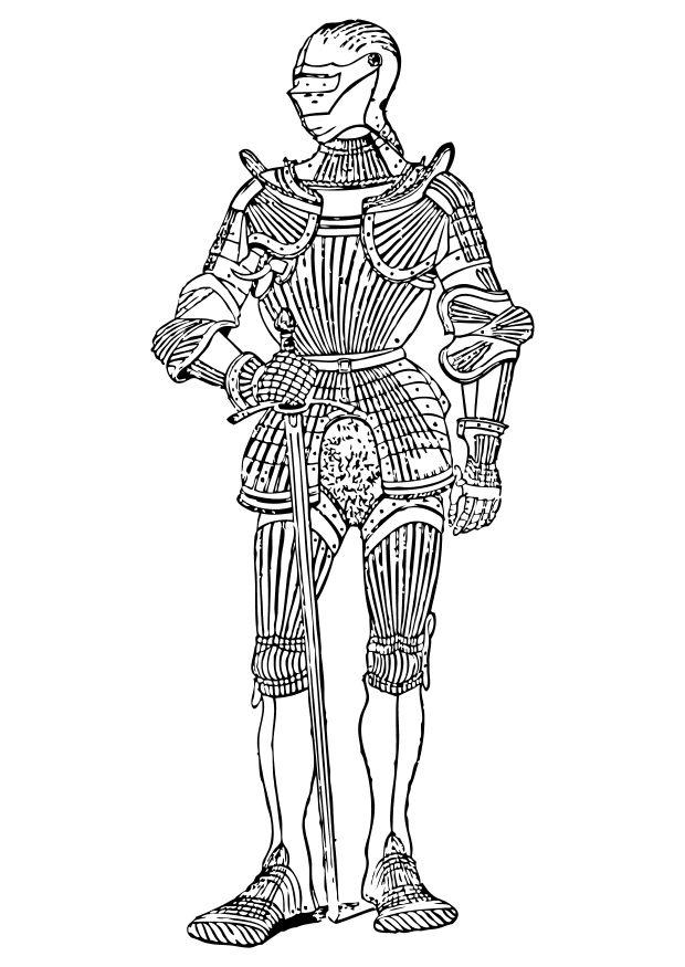 une armure vue de devant Coloriage une armure vue de devant