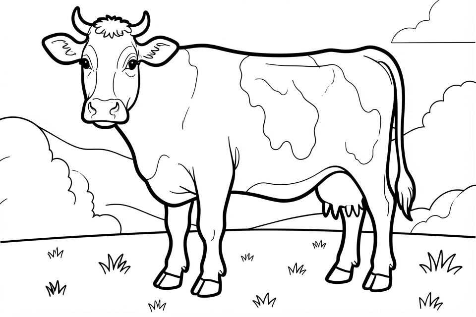 une vache dans le prA© Coloriage une vache dans le prA©