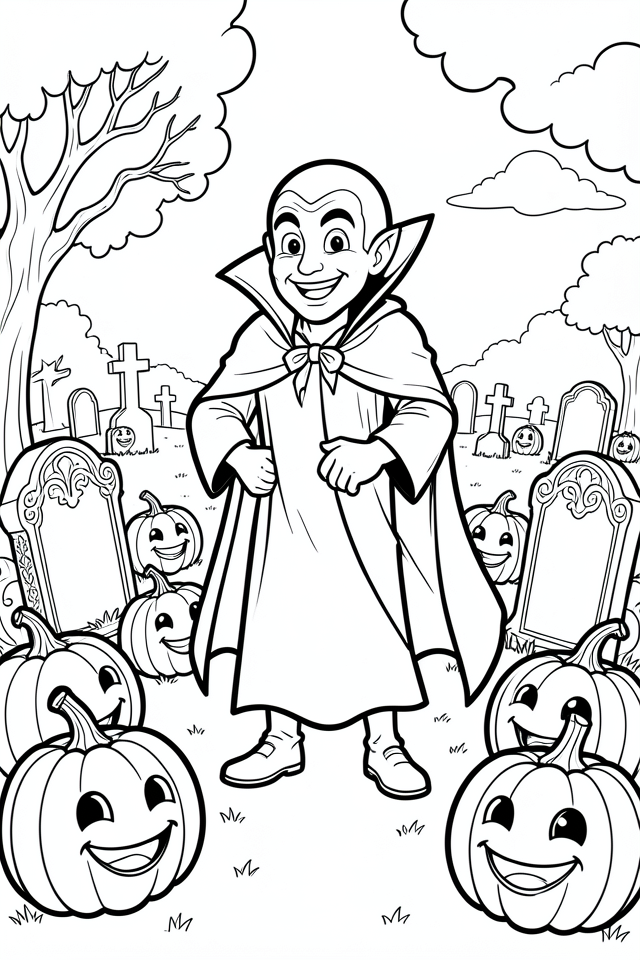 vampire dans le cimetiA¨re Coloriage vampire dans le cimetiA¨re