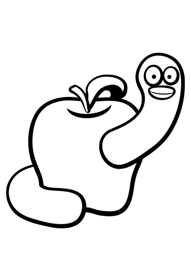 ver dans la pomme Coloriage ver dans la pomme
