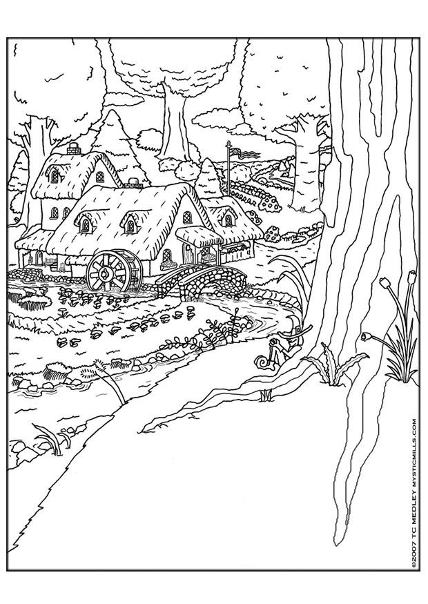 village des farfadets Coloriage village des farfadets