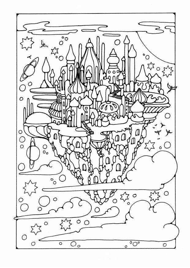 ville volante Coloriage ville volante