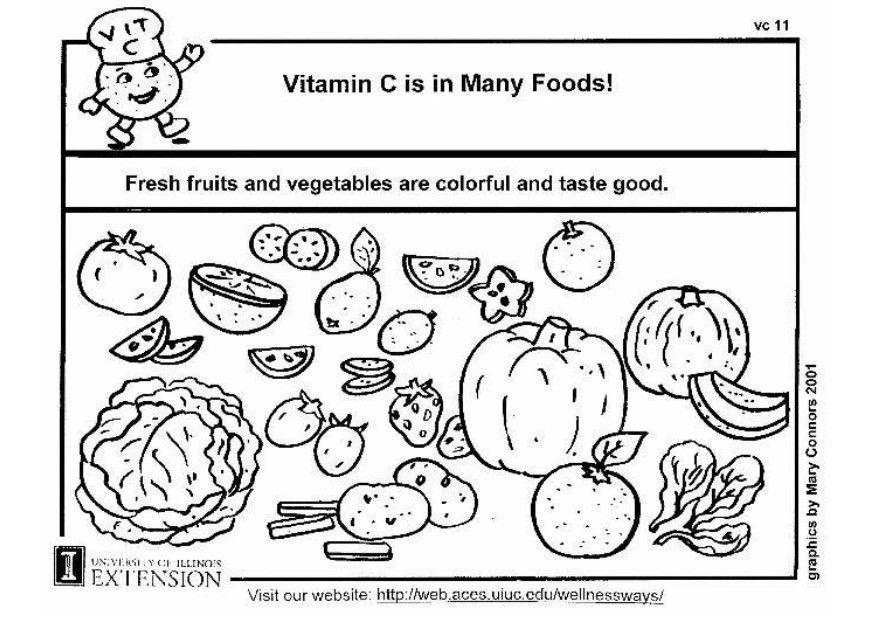vitamine c dans notre alimentation Coloriage vitamine c dans notre alimentation