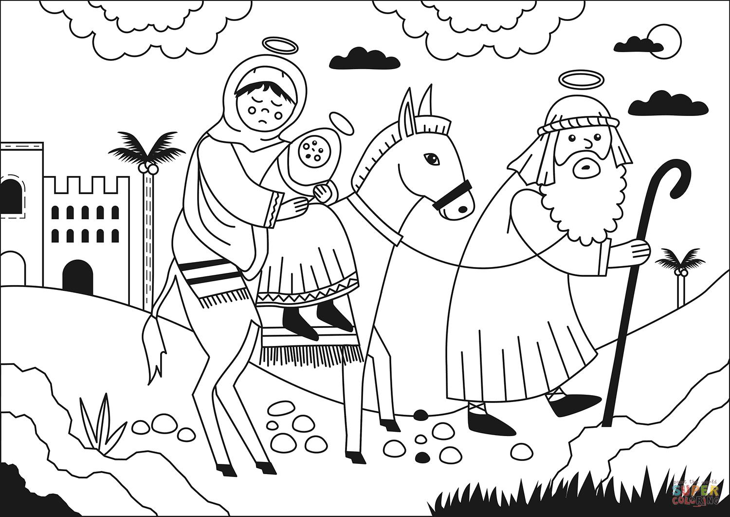 vol vers l'egypte Coloriage vol vers l'egypte