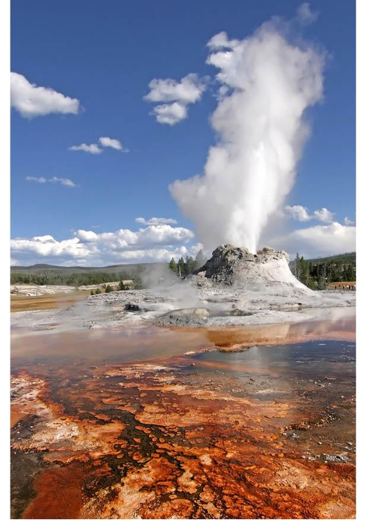 Photo Ã©ruption geyser, Yellowstone, parc national, Wyoming, Etats-Unis