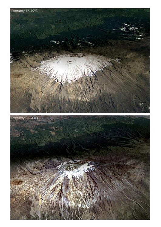 Photo Kilimanajro: glacier 1993 et 2000 - rÃ©chauffement de la terre