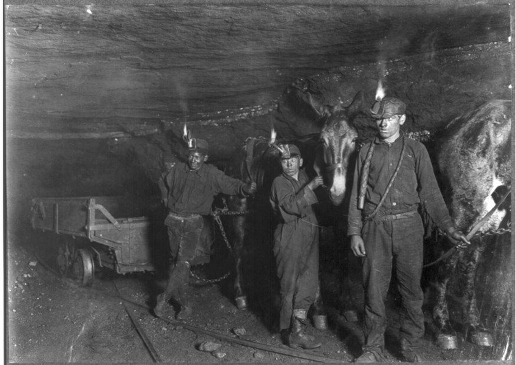Photo mineurs dans une mine de charbon, 1908
