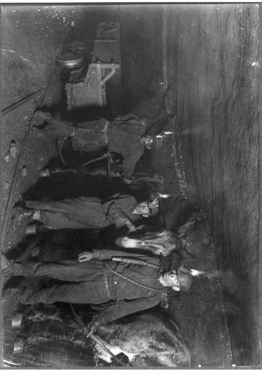 mineurs dans une mine de charbon, 1908