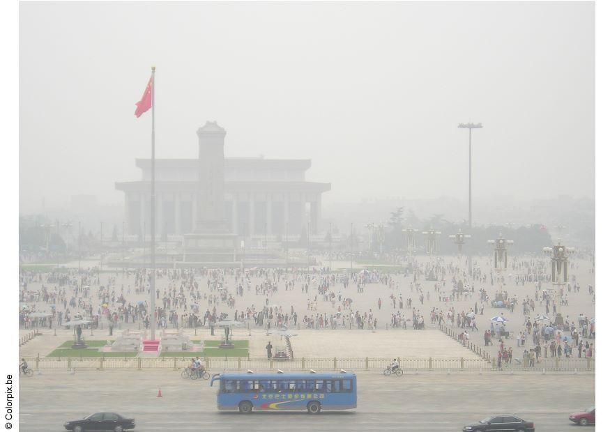 Photo smog sur la Place Tian'anmen